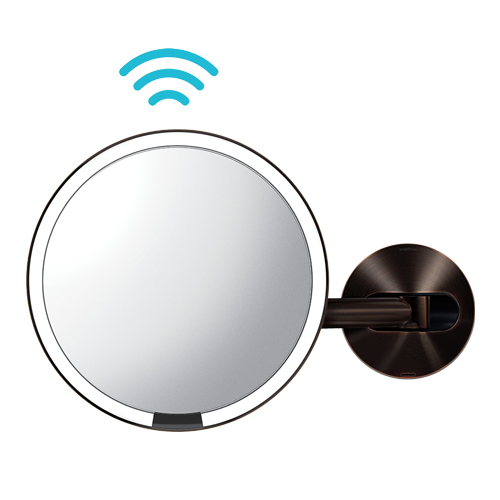 Sensor-Kosmetikspiegel Wand ø230mm LED aufladbar dunkelbronz